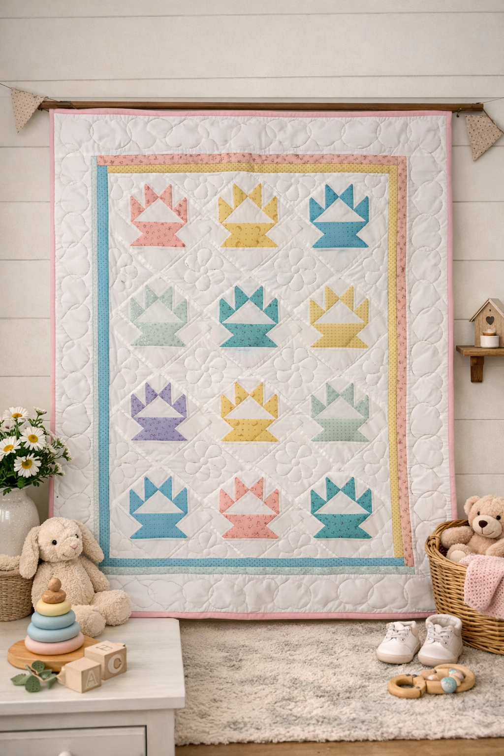 Amish hand quilted  lap quilt or baby quilt - Simple Life Amish Store