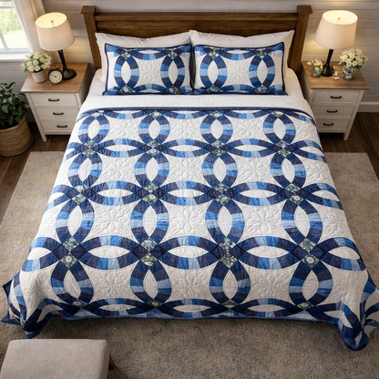 Amish Quilt (Double Wedding Ring) Blues - Simple Life Amish Store