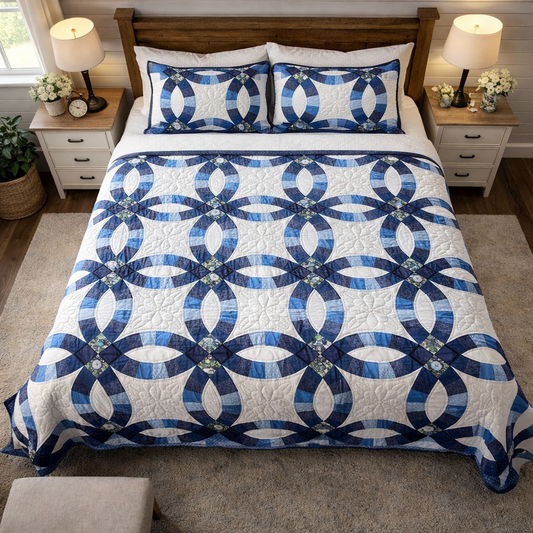 Amish Quilt (Double Wedding Ring) Blues - Simple Life Amish Store
