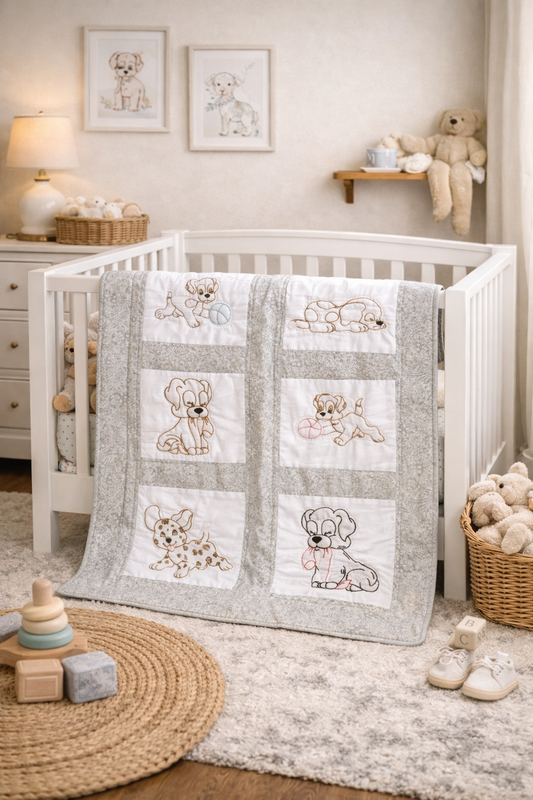 Amish hand quilted  lap quilt or baby quilt (Snips and Snails and puppy dog tails) - Simple Life Amish Store