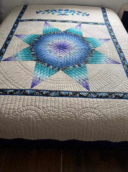 Amish Quilt (Radiant Star in teals and lavender) - Simple Life Amish Store