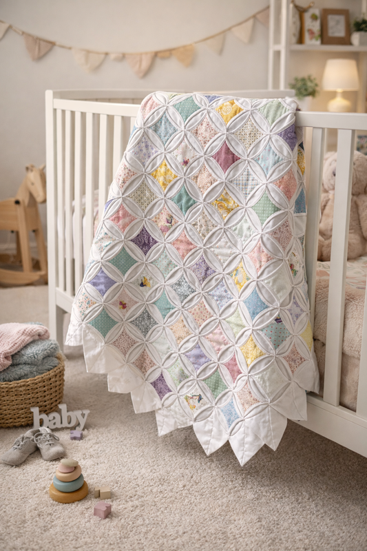 Amish hand quilted  lap quilt or baby quilt (gorgeous cathedral windows) - Simple Life Amish Store