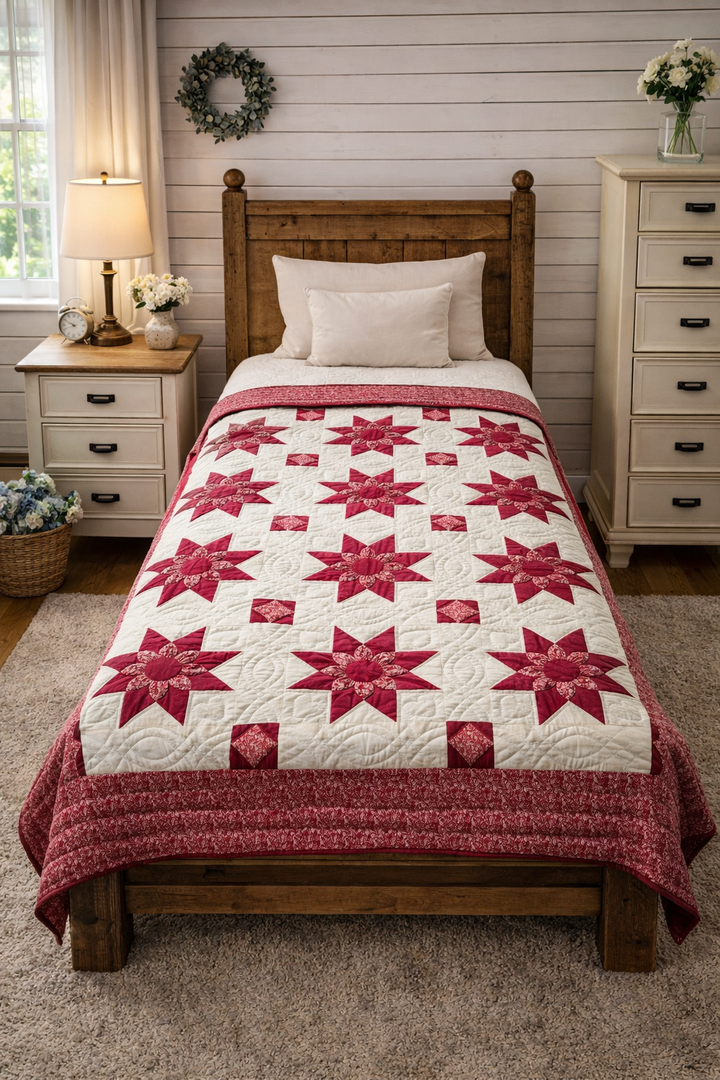 Hand quilted  Amish quilt for a twin bed - Simple Life Amish Store