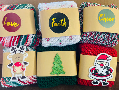 Set of Three Christmas Inspired Crocheted dish/wash cloths