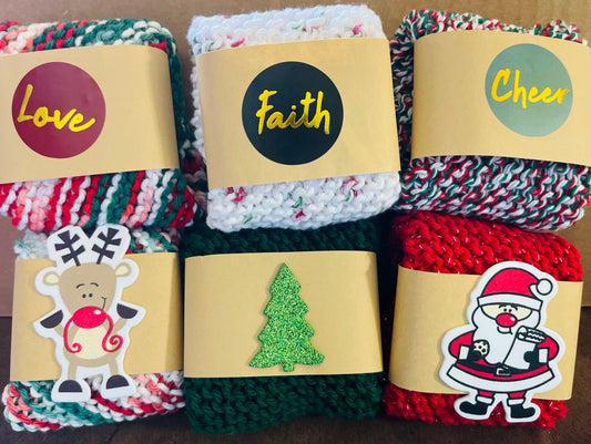 Set of Three Christmas Inspired Crocheted dish/wash cloths