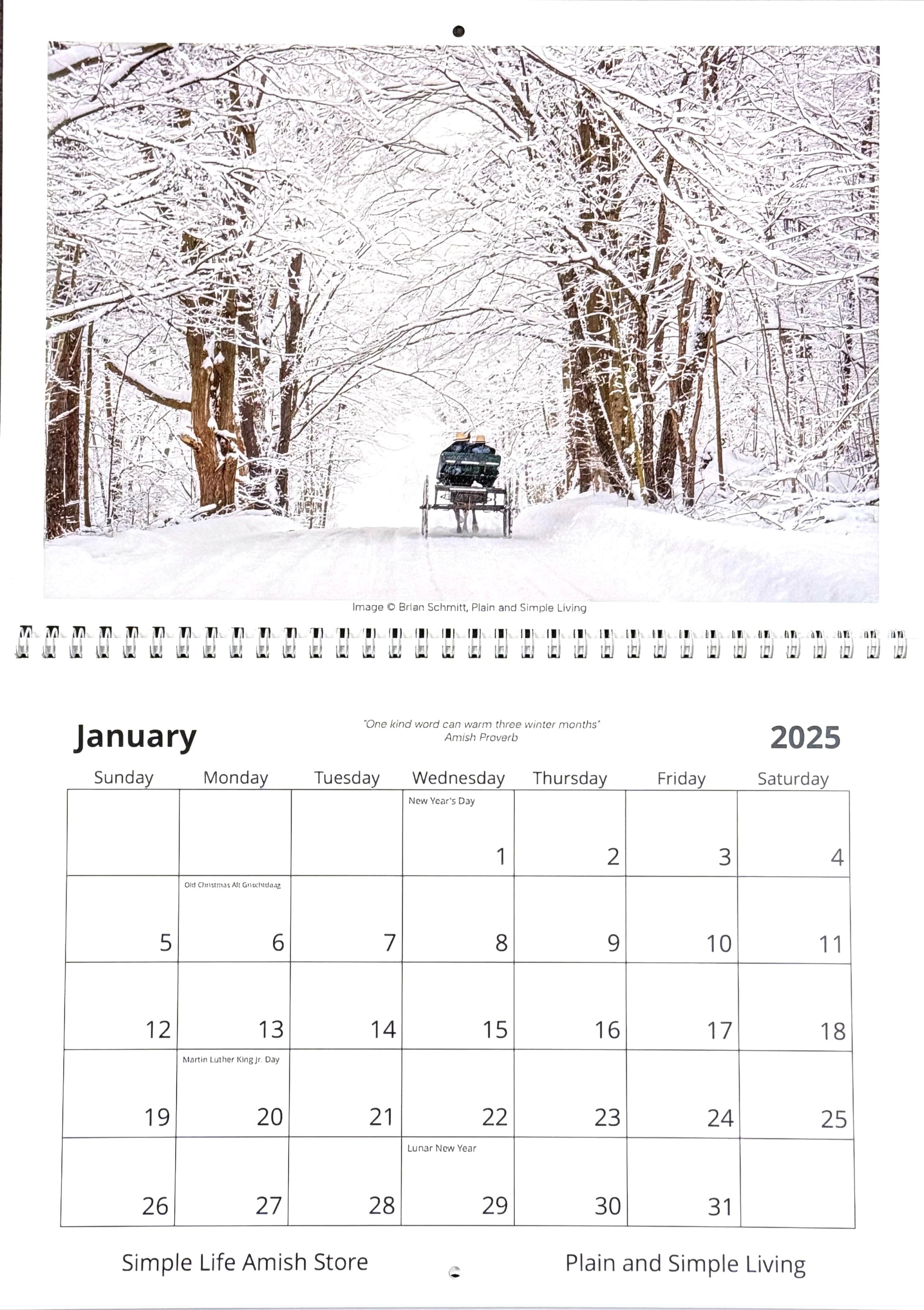 Calendar: Simple Life Amish Country Calendar - Simple Life Amish Store