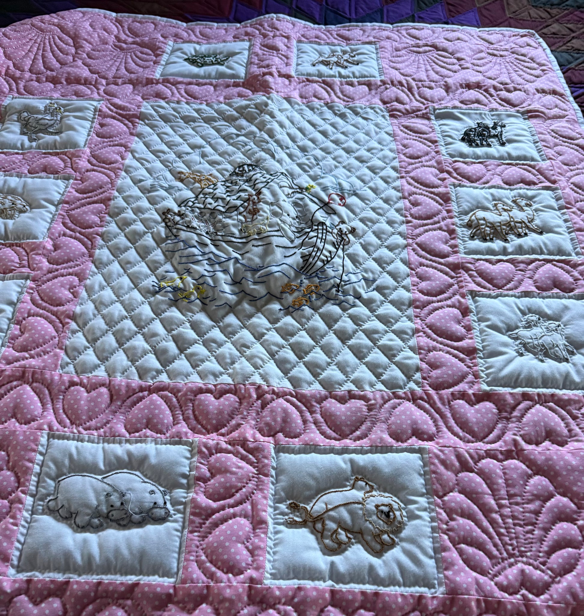 Baby Quilt (PInk Noah’s Ark) - Simple Life Amish Store