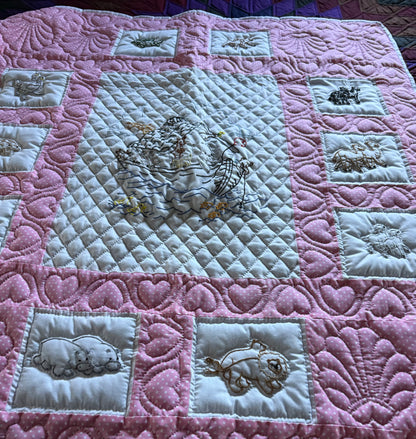 Baby Quilt (PInk Noah’s Ark) - Simple Life Amish Store