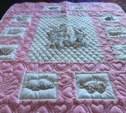 Baby Quilt (PInk Noah’s Ark) - Simple Life Amish Store