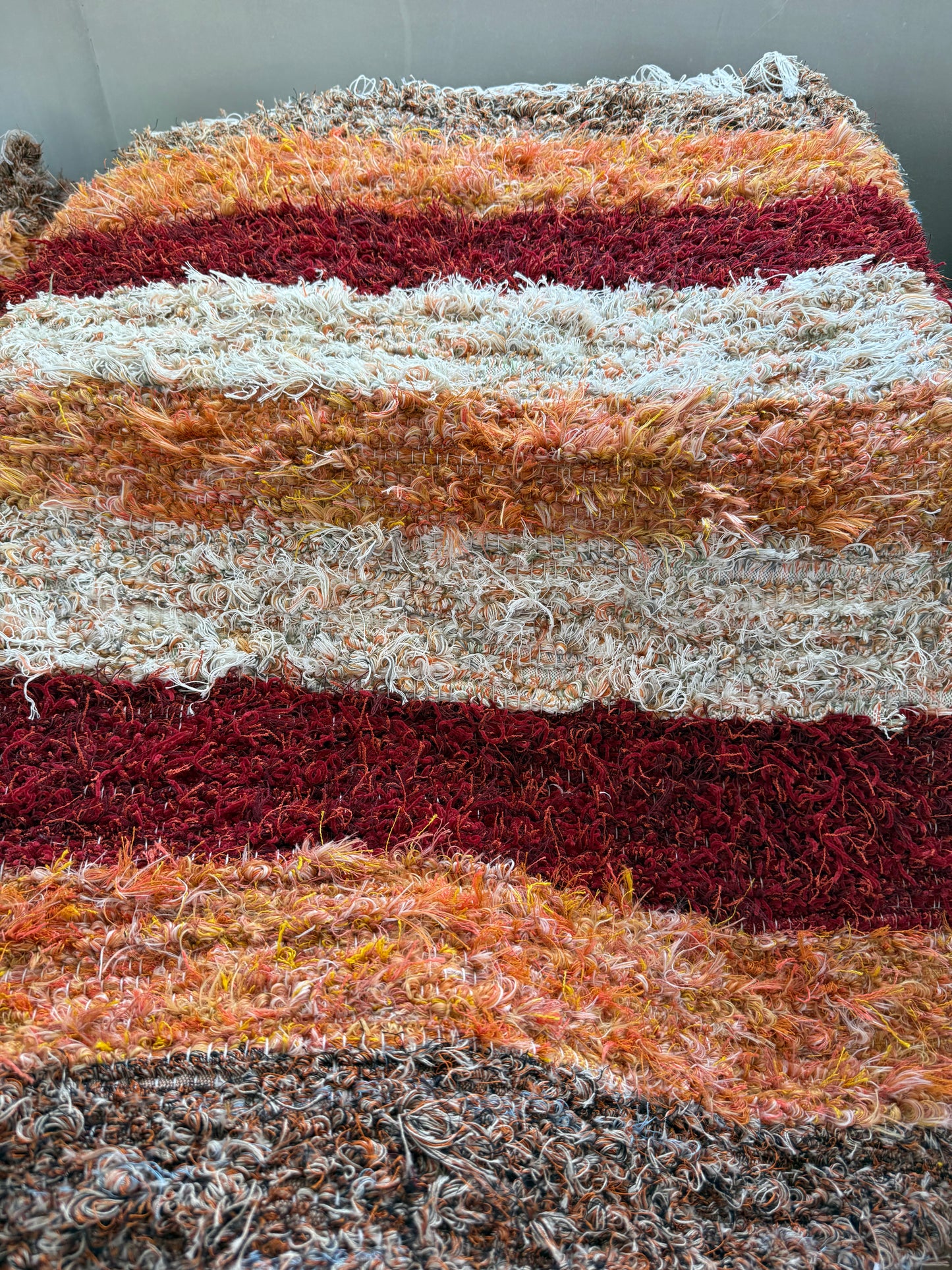 Amish Made Woven Rugs (Oranges, cream ) (26” x 44”)