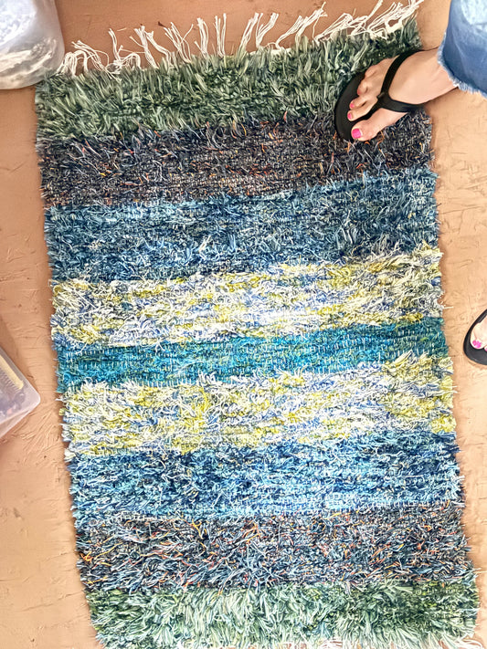 Amish Made Woven Rugs (teals, greens and blues ) (26” x 44”)