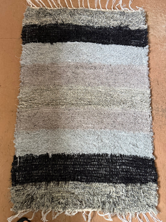 Amish Made Woven Rugs ((Black, grey, tan and white) (26” x 44”)