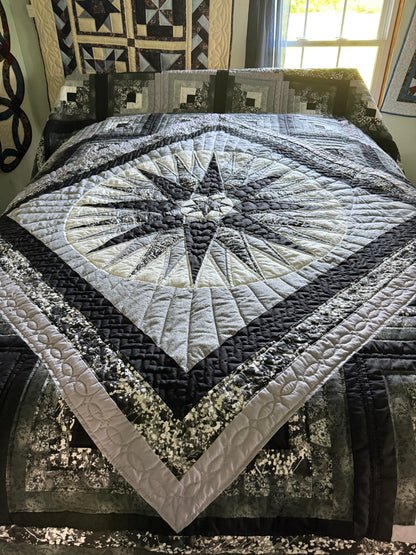 Amish Quilt (Mariner’s Compass, Log Cabin) - Simple Life Amish Store