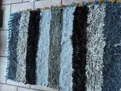 Amish Made Woven Rugs (Shades of Gray..black.. a little blue) (26” x 44”)