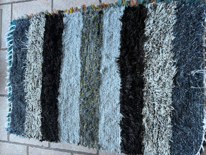 Amish Made Woven Rugs (Shades of Gray..black.. a little blue) (26” x 44”)