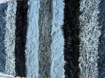 Amish Made Woven Rugs (Shades of Gray..black.. a little blue) (26” x 44”)