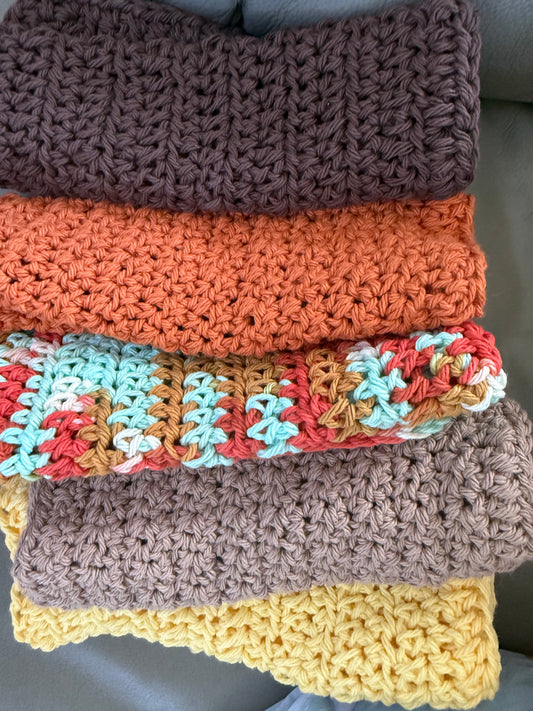 Hand-Crocheted Cotton dishcloths or washcloths (set of 3)