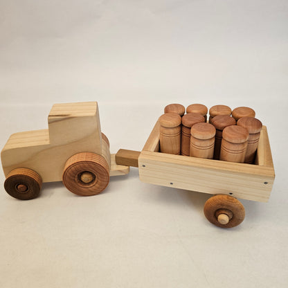 Wooden Tractor with Milk cans - Simple Life Amish Store