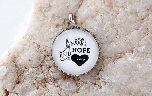 Faith Hope Love Round Charm - Simple Life Amish Store