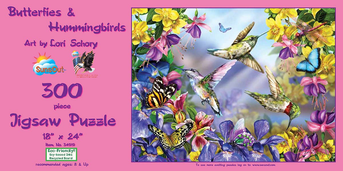 0569 Butterflies & Hummingbirds 300 pc Puzzle - Simple Life Amish Store