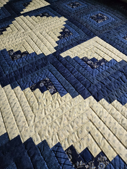 Quilt-Amish Handmade-Log Cabin Star