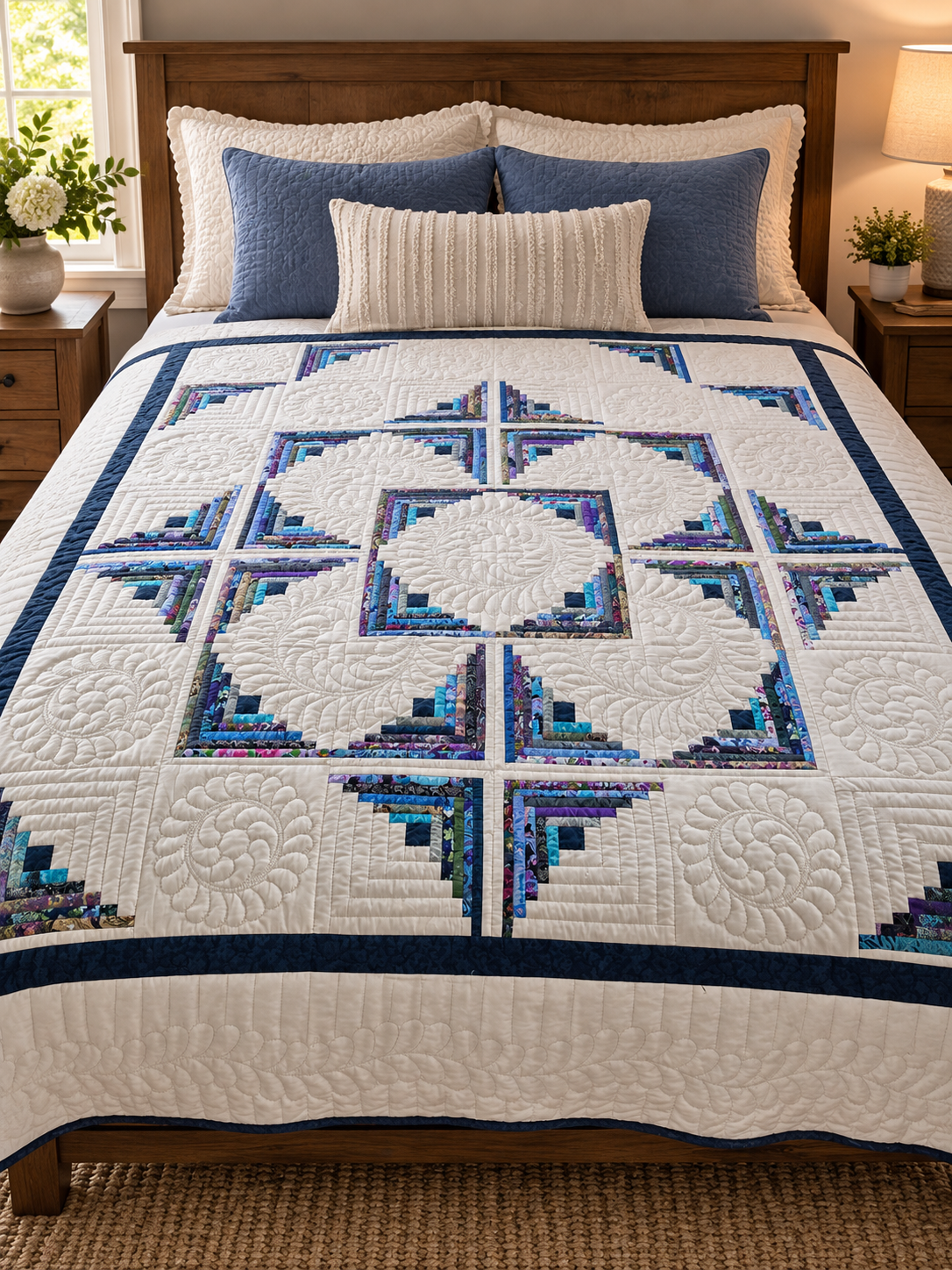 Quilt-Log Cabin in Round