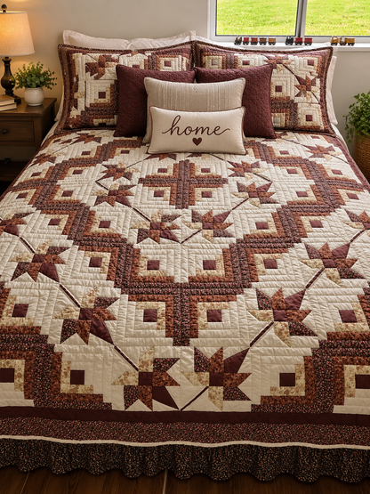 Quilt-Amish Handmade-Log Cabin Maple Leaf