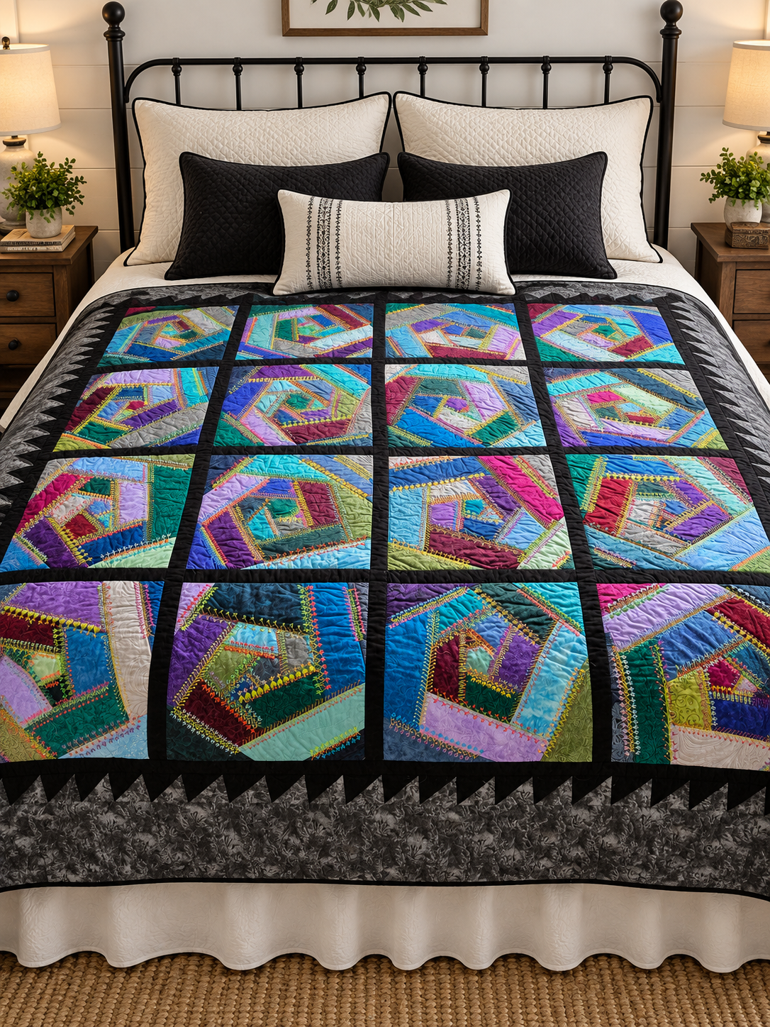 Quilt-Amish Handmade-Crazy Patch
