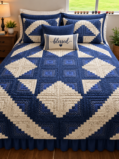 Quilt-Amish Handmade-Log Cabin Star
