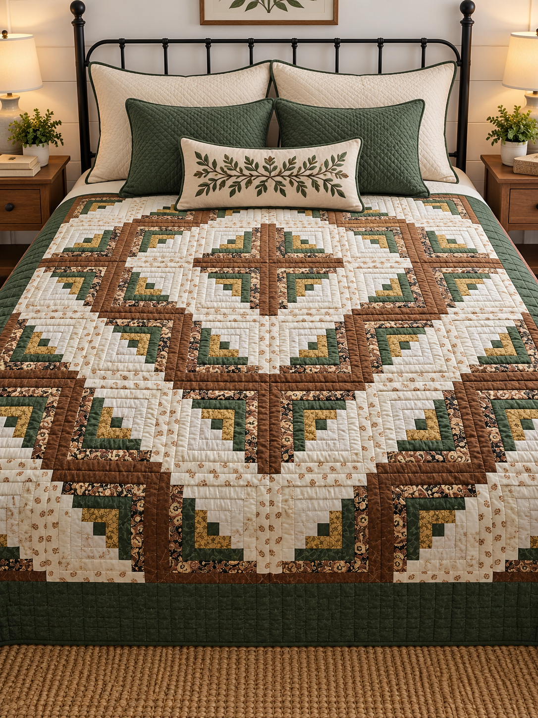 Quilt-Amish Handmade-Log Cabin