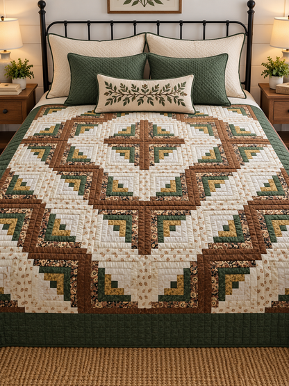 Quilt-Amish Handmade-Log Cabin