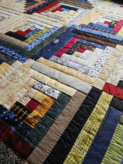 Quilt-Amish Handmade-Log Cabin