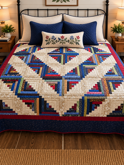 Quilt-Amish Handmade-Log Cabin