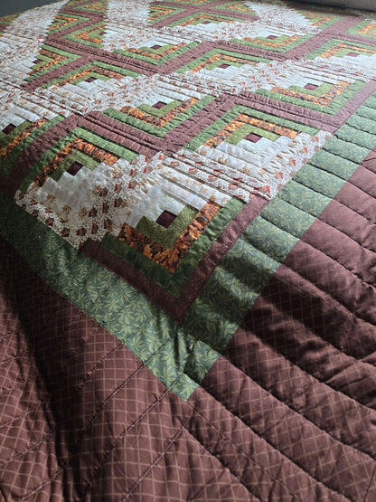 Quilt-Amish Handmade-Log Cabin