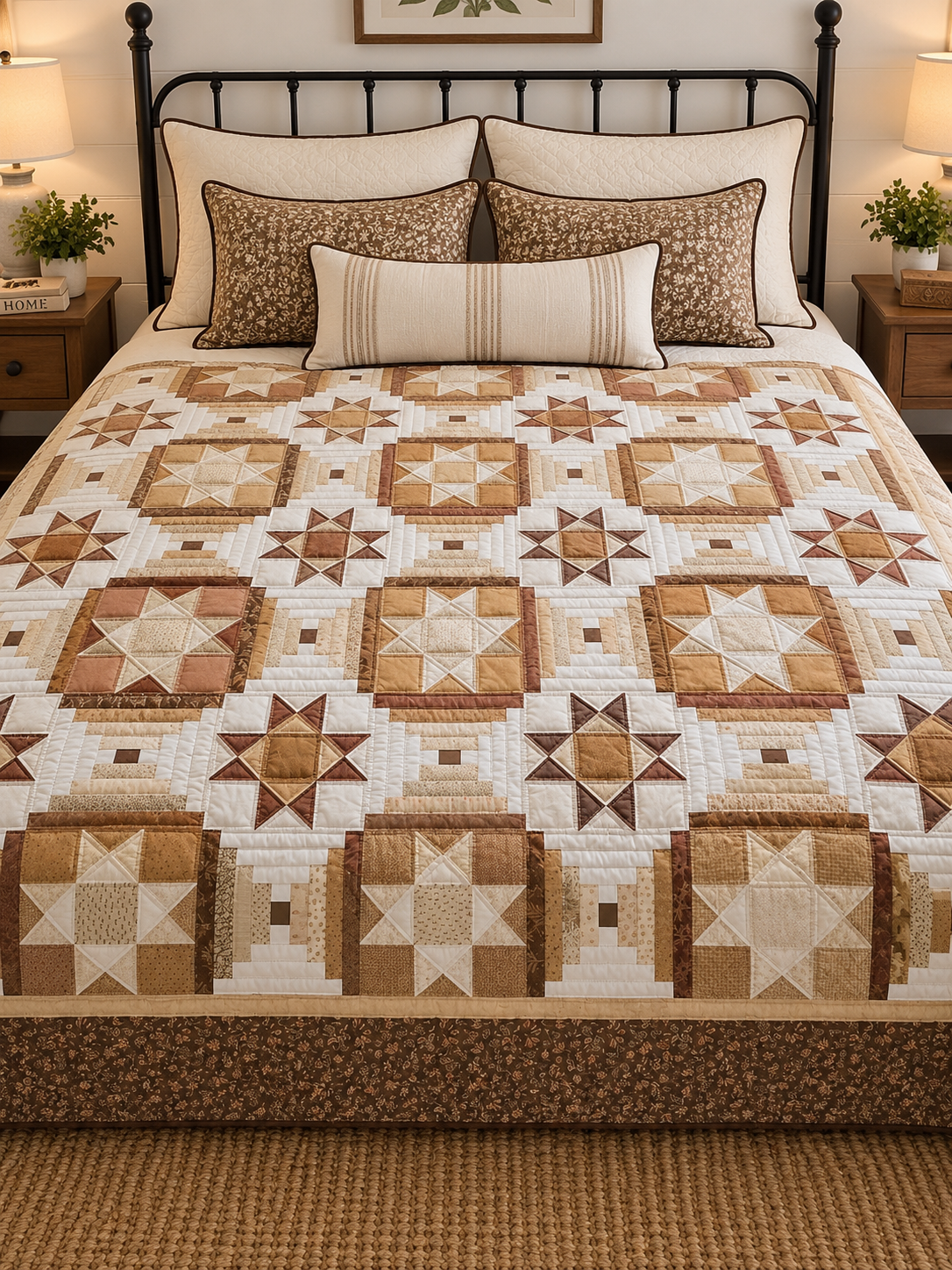 Quilt-Amish Handmade-Log Cabin Star