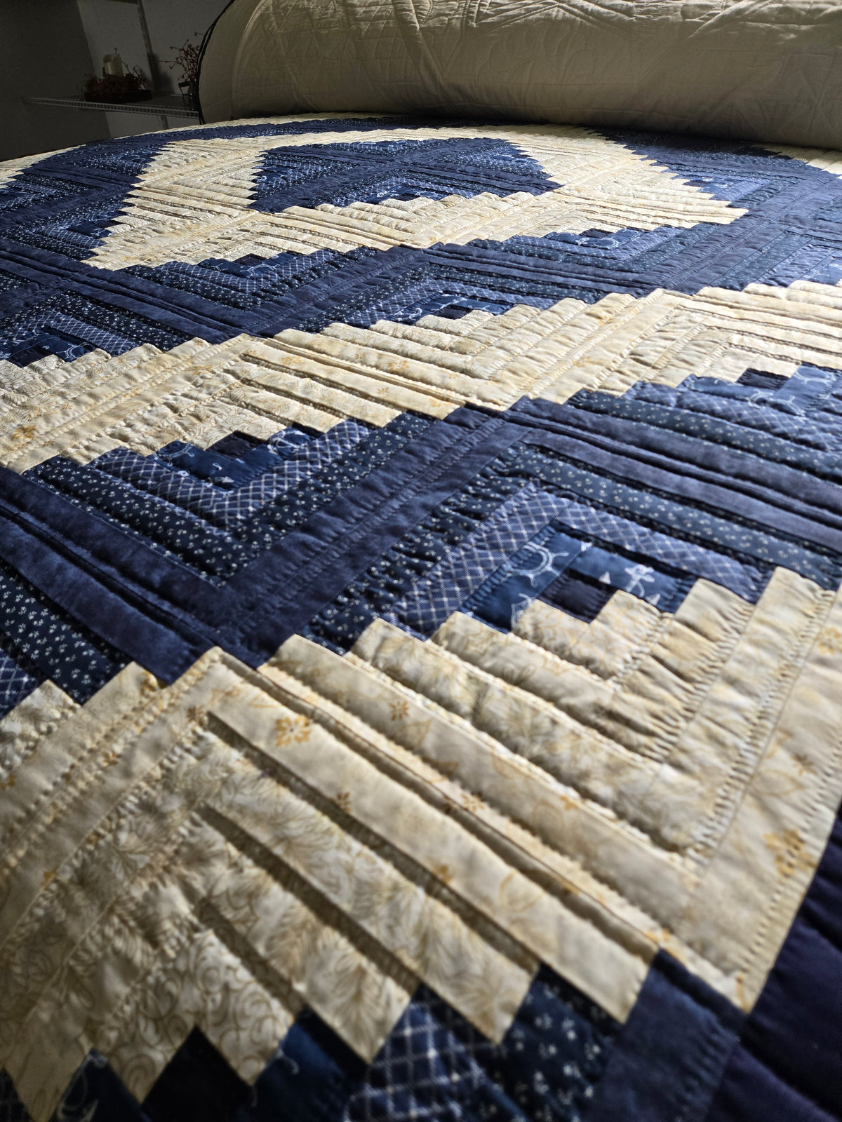 Quilt-Amish Handmade-Log Cabin