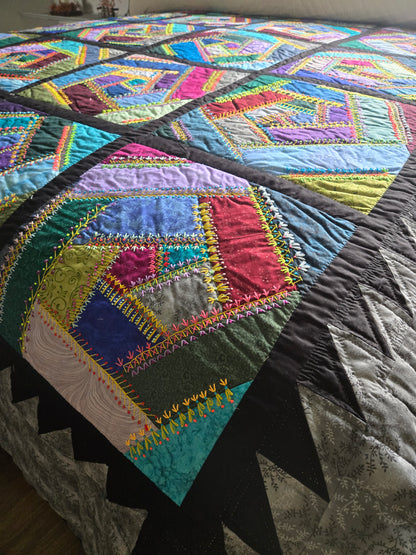 Quilt-Amish Handmade-Crazy Patch