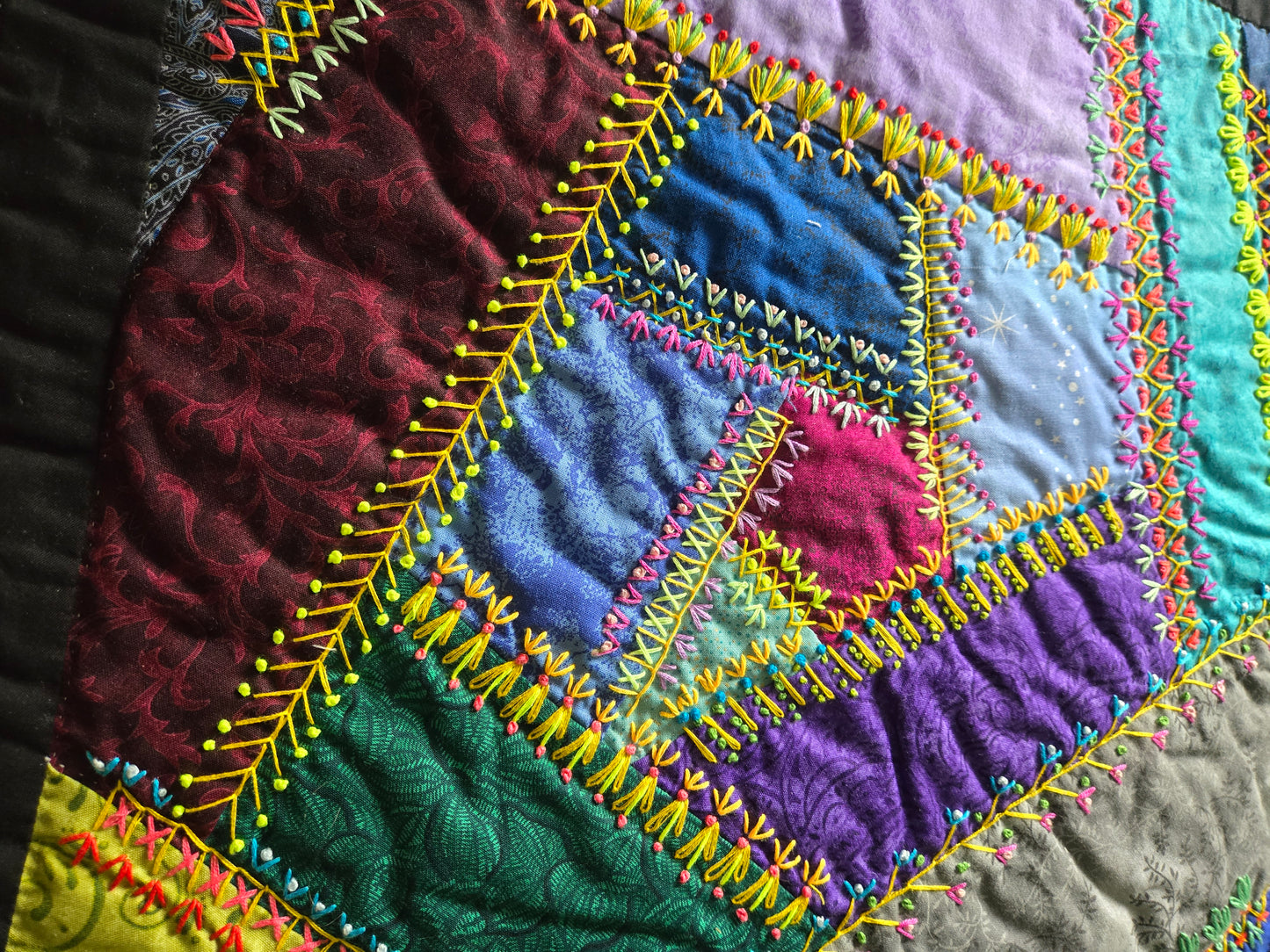 Quilt-Amish Handmade-Crazy Patch