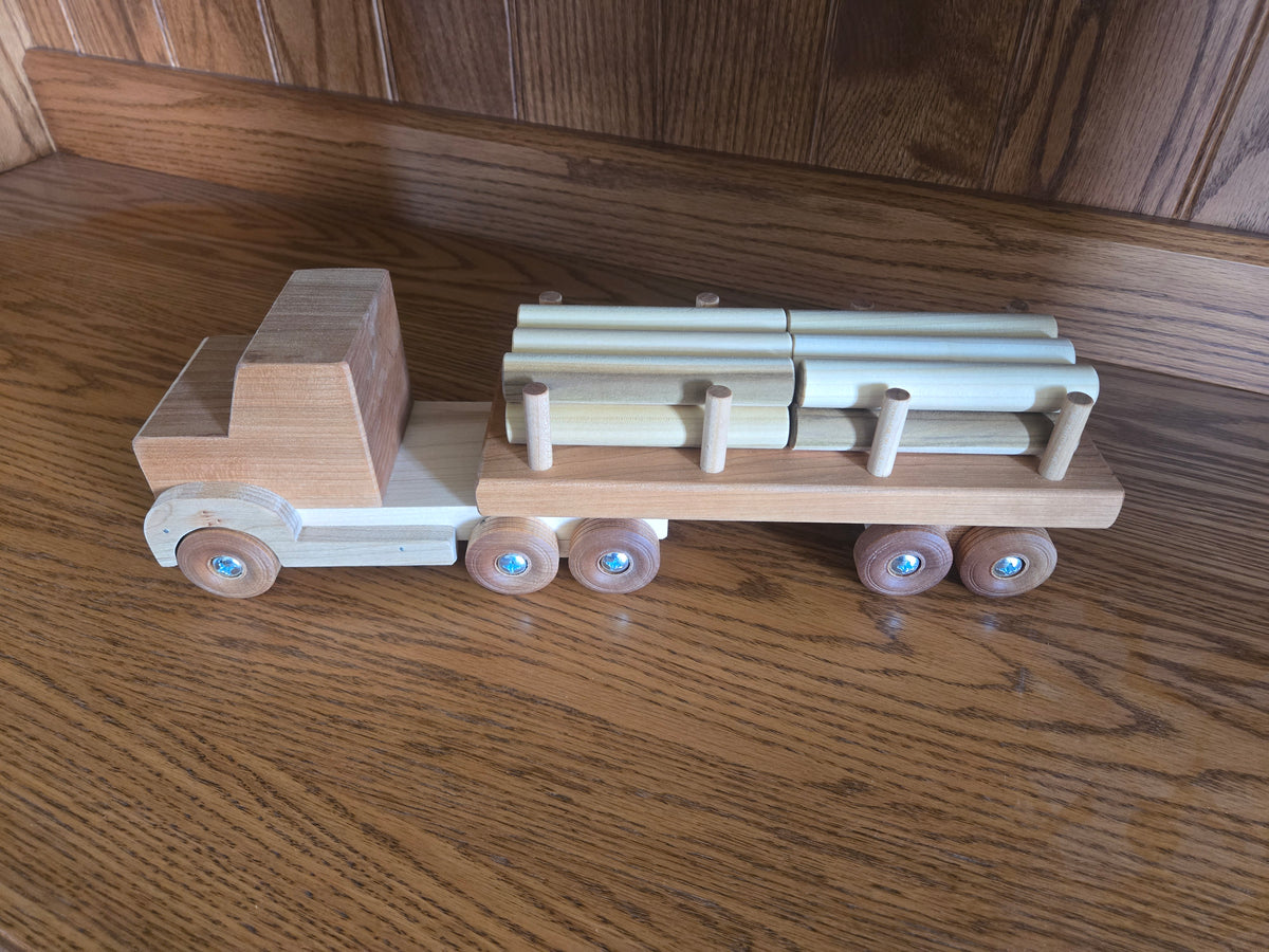 Amish-Made semi with logs